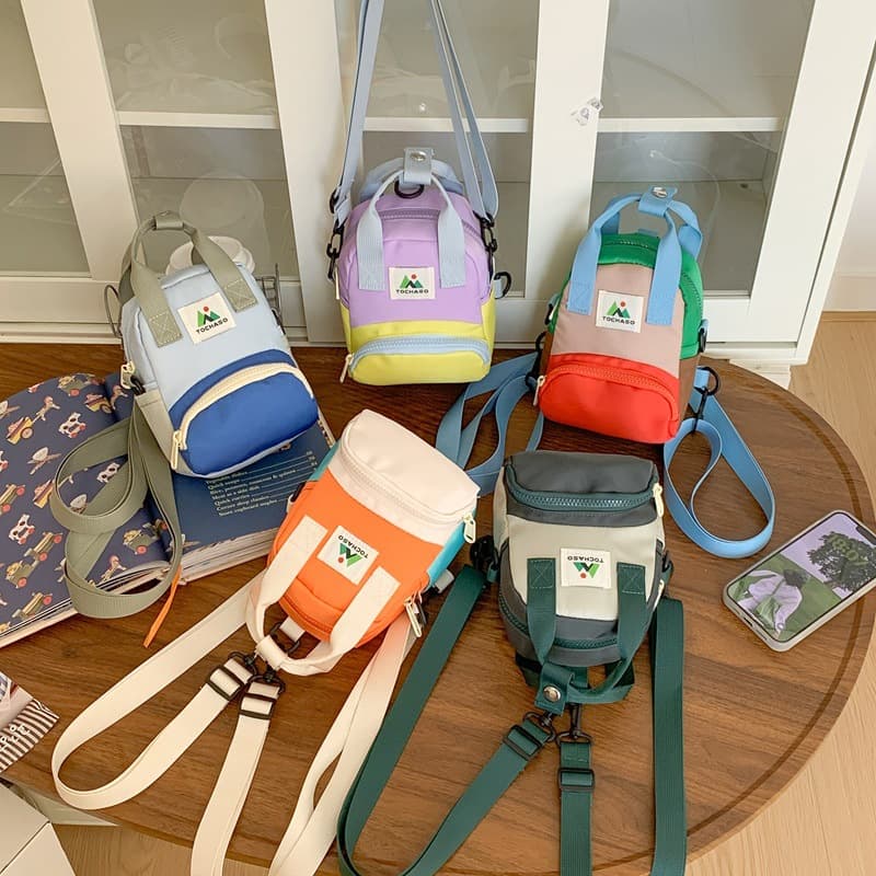 2026 New Trend Kids Bag Contrast Color Macaron Shoulder Bag Handsome Boy Travel Lightweight Crossbody Bag Coin Purse