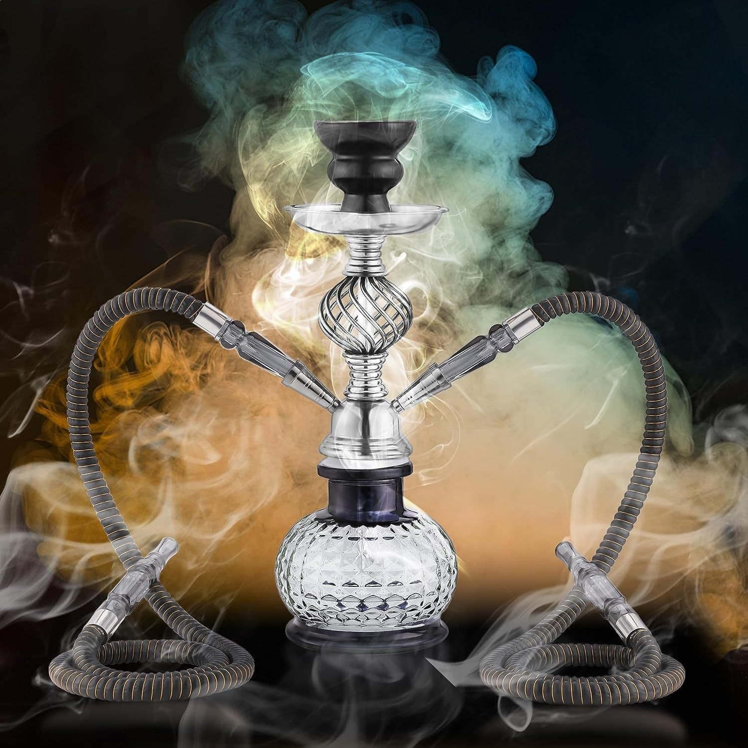 Hookah Bar Complete Set KTV Classic Black Double or Four-Person Hookah Shisha Arabic Style Protective Cover