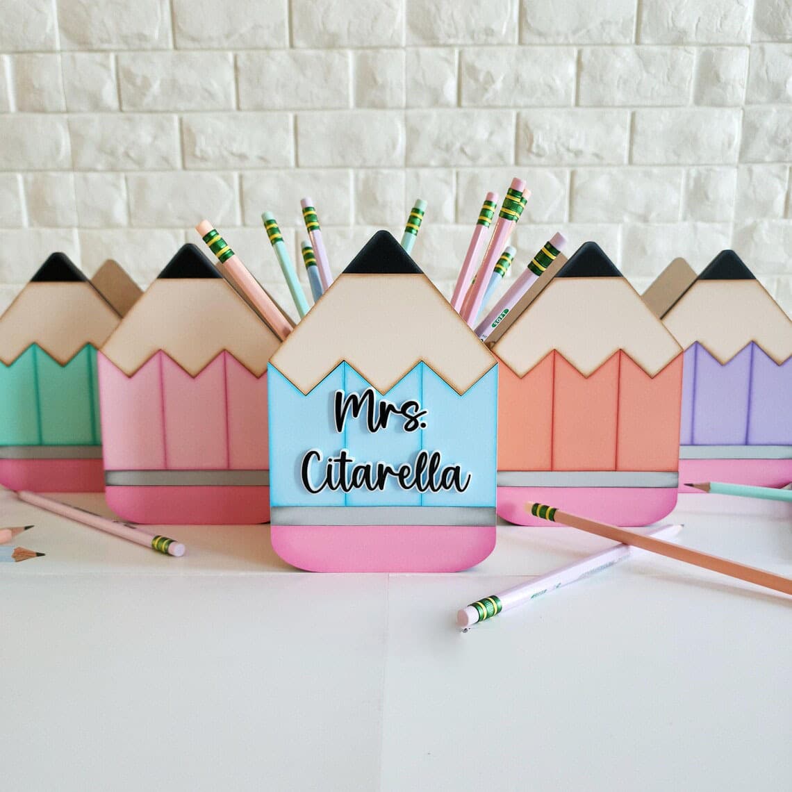 Desktop ornaments new pencil case stationery shape pencil pen holder wooden pen holder cross-border pencil storage box