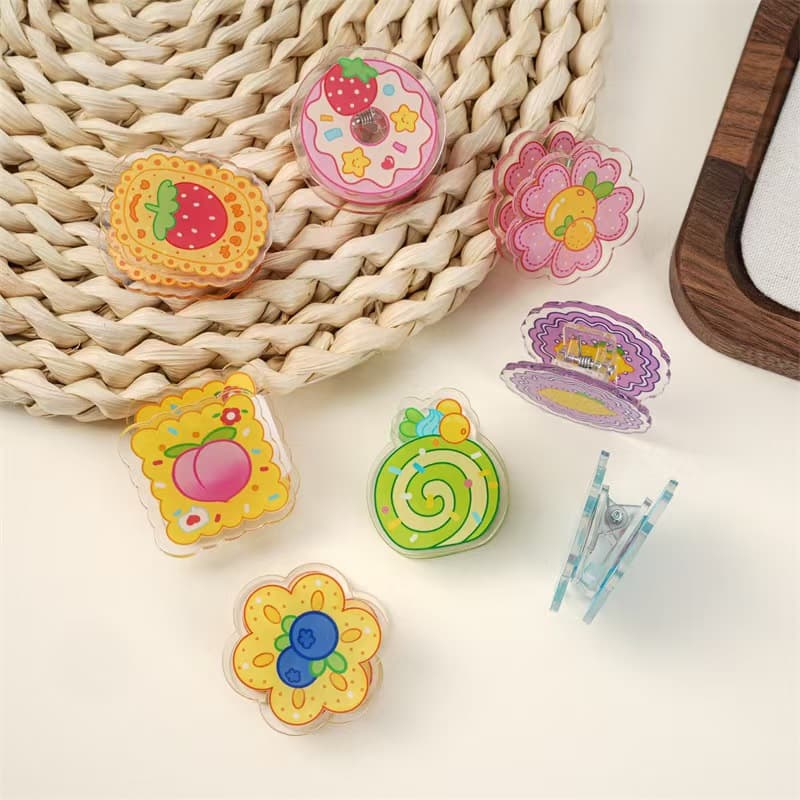Cartoon acrylic double-sided PP clip student book clip multi-functional snack clip cute note clip storage clip