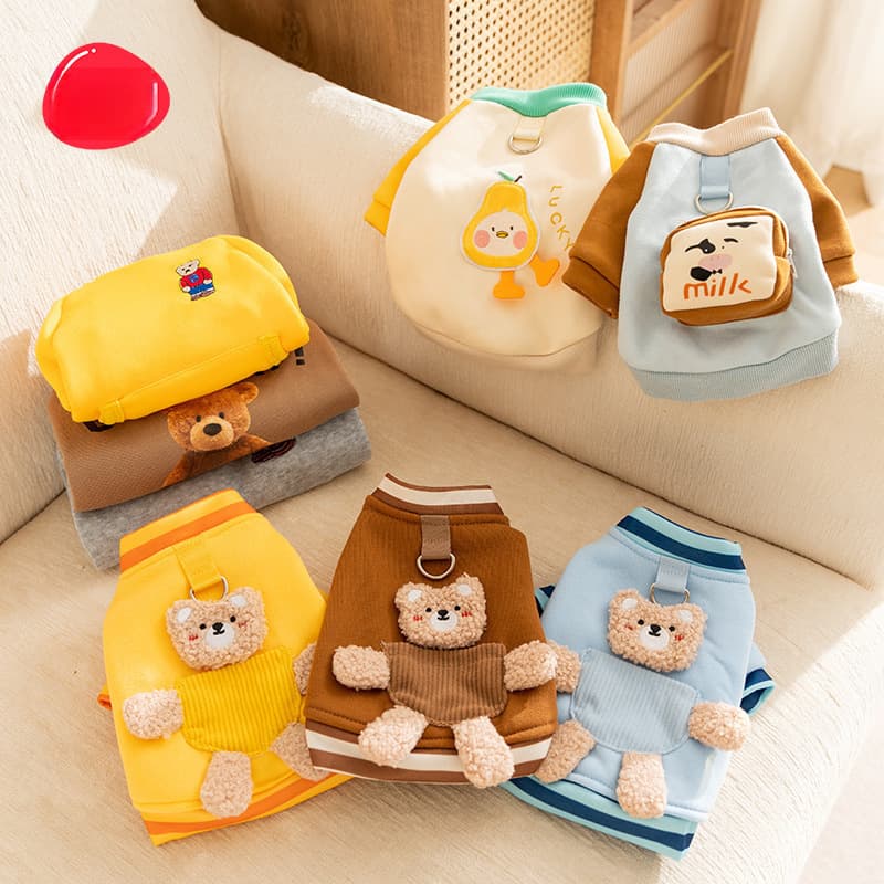New Autumn/Winter Korean Style Cute Cartoon Dog Sweatshirt for Small and Medium Dogs, Cat and Teddy Pet Clothing