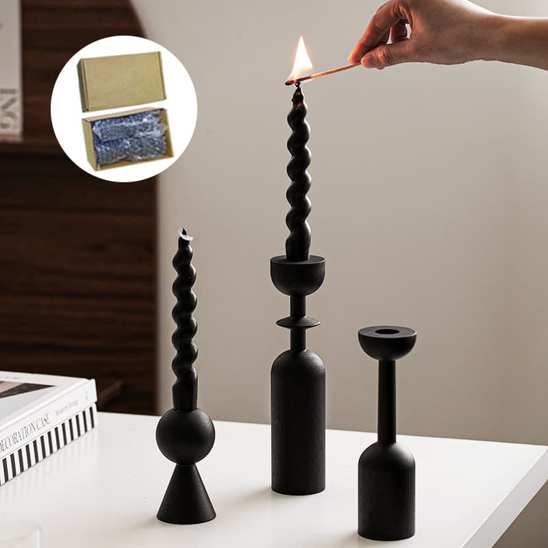 Cross-border European light luxury retro wooden candlestick scented candle decorative ornaments candlelight dining table props romantic candlestick