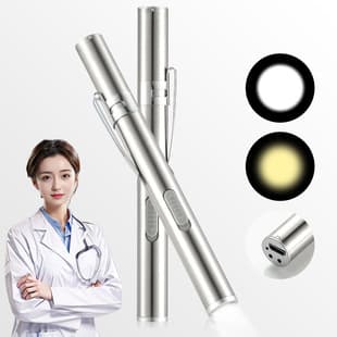 Rechargeable Medical Pen Light Flashlight, Stainless Steel Pupil Light LED Home Use Nurse Oral Light