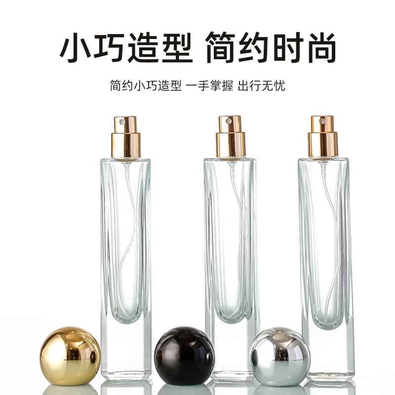Thin and tall cylindrical 30ml bayonet perfume bottle perfume bottle transparent glass press spray bottle empty bottle