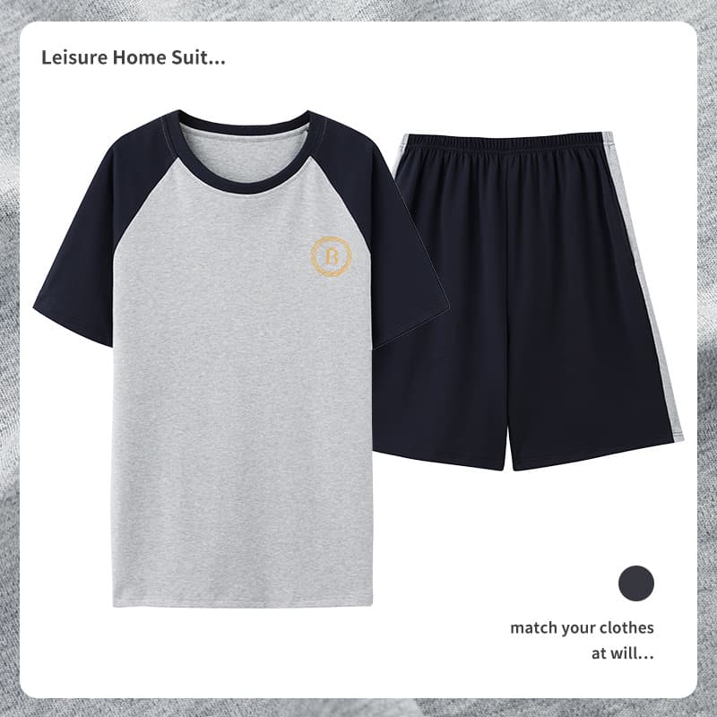 Modal Short Sleeve Men's Pajamas Summer Plus Size Boys Wearable Cotton Silk Homewear for Teens