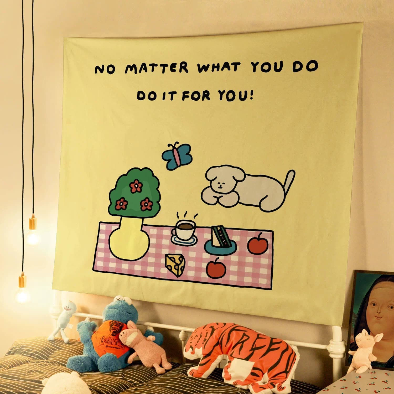 Hanging Cloth Cartoon Hand-painted Illustration Ins Style Background Cloth Cute Wall Cloth Healing Animal Room Bedside Dormitory Decoration