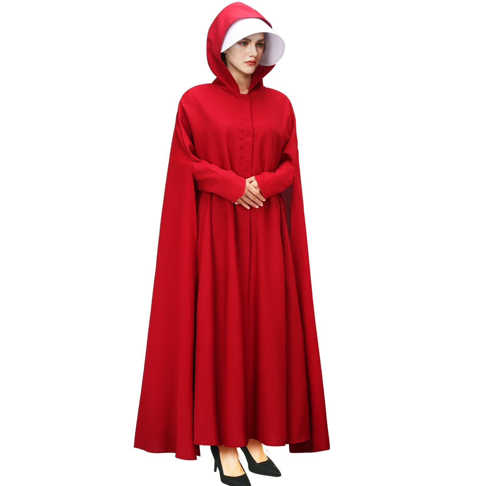Medieval cloak Victorian ladies hooded cloak with sleeves cloak evening dress masquerade robe red