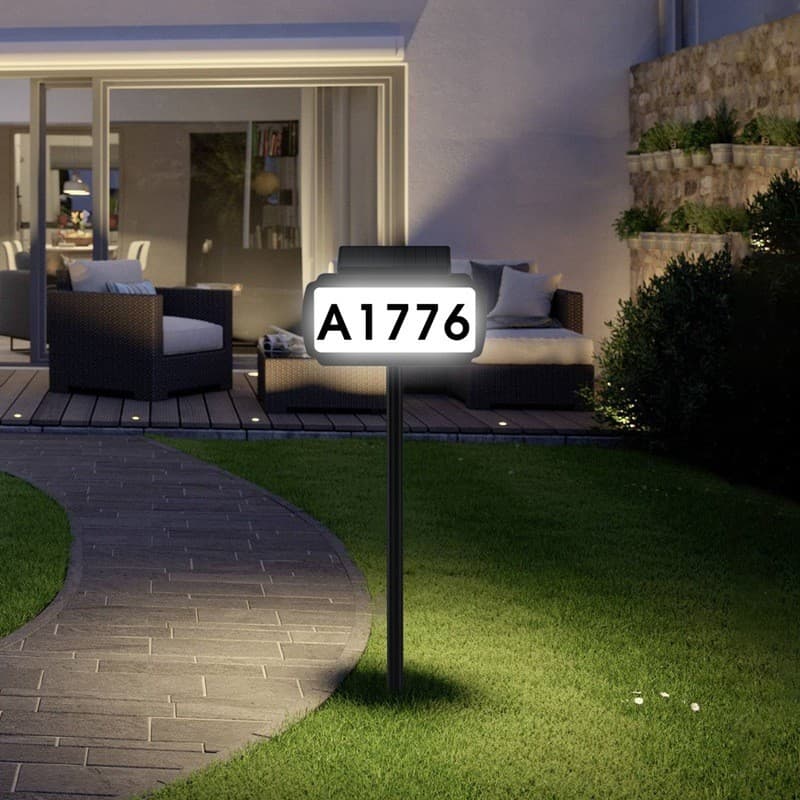 Solar House Number Light Ground Insert Three-Color LED Digital Address Sign Garden Path Light No Wiring Solar Wall Light