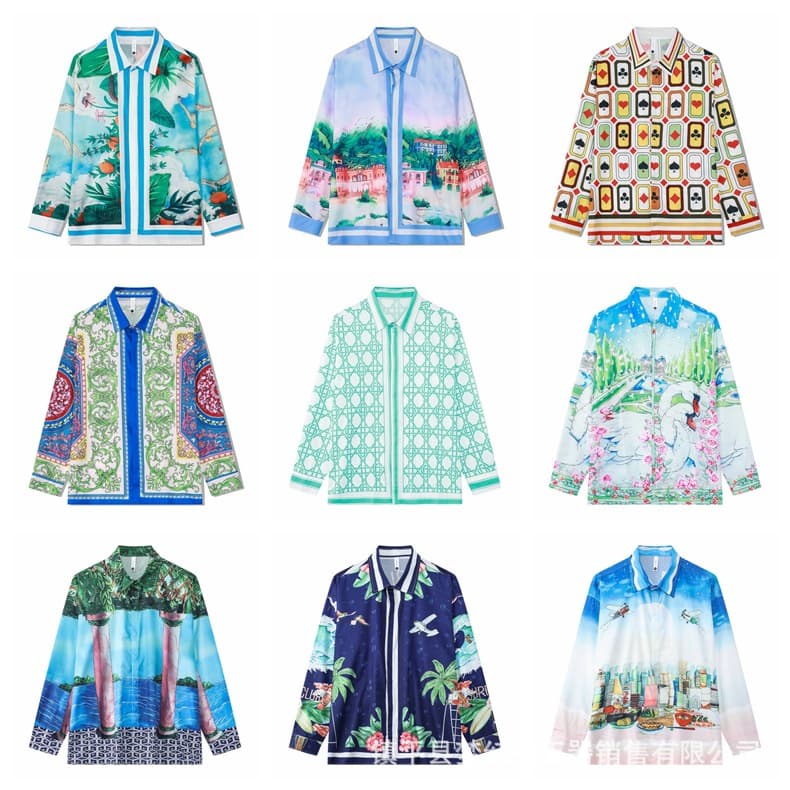 Overseas Cross-Border Trendy Hawaii Vacation Casual Beach Long-Sleeve Floral Shirt Retro Fashion Couple Long Sleeve
