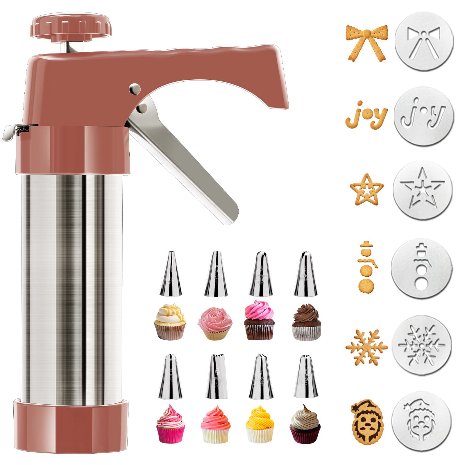 New Christmas Cookie Press Biscuit Maker Christmas Limited Cream Gun Piping Nozzle Household Multi-Pattern Piping Gun