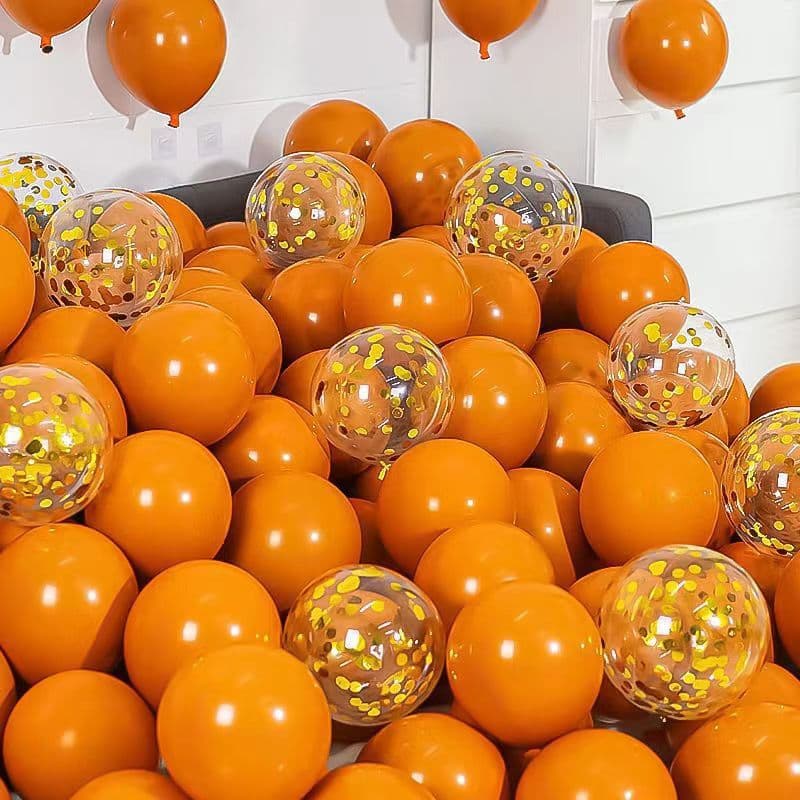 Emma Orange Balloon Gray Ball Opening Retro Double-layer Orange Engagement Wedding Birthday Background Wall Layout