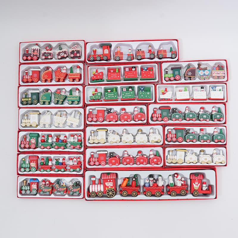 Christmas Decorative Wooden Toy Train Children's Holiday Gift Display Tabletop Ornaments Wholesale Simple Modern Style