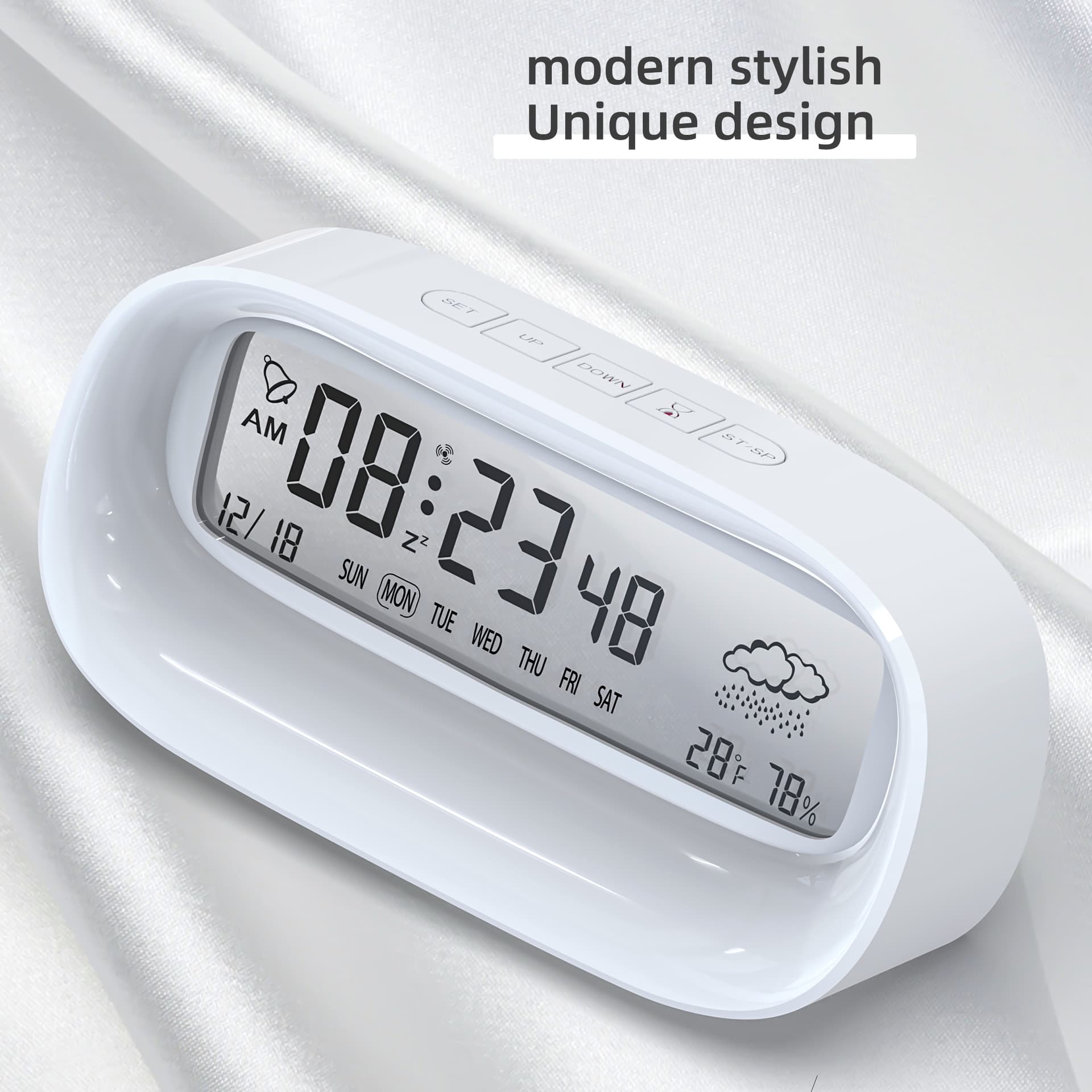 Cross-border High-Aesthetic Electronic Clock Multifunctional Display Temperature and Humidity Desktop Clock Smart Student Alarm Clock