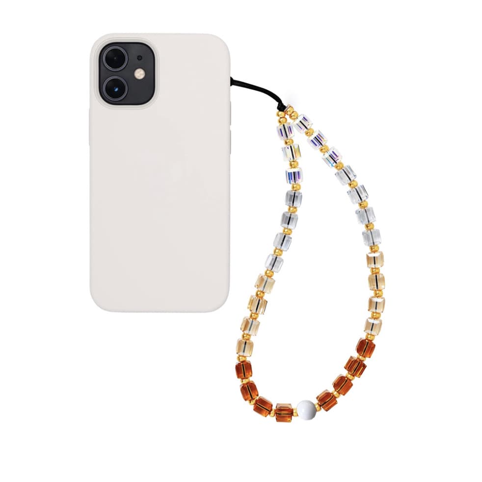 Nixi European and American niche brand fashion commute gradient series crystal square phone chain lanyard strap