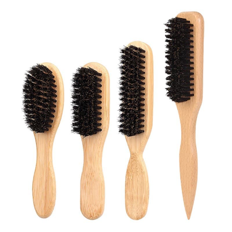 Small hair brush, pig bristle hair brush, men's beard brush, small curly hair comb, cleaning broken hair wooden comb