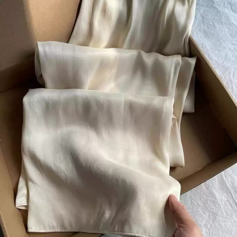 Light Luxury Sheer Mist~ Apricot Silk Cupro Wide-Leg Pants for Women, Summer Thin Style, High-End Draping, Slimming Casual Trousers