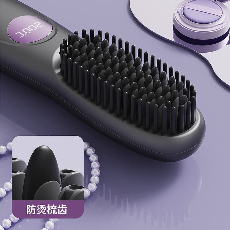 Cross-Border New Wireless Straightening Comb with Negative Ions, High Crown Curling Iron, No Hair Damage, Rechargeable Hair Straightener