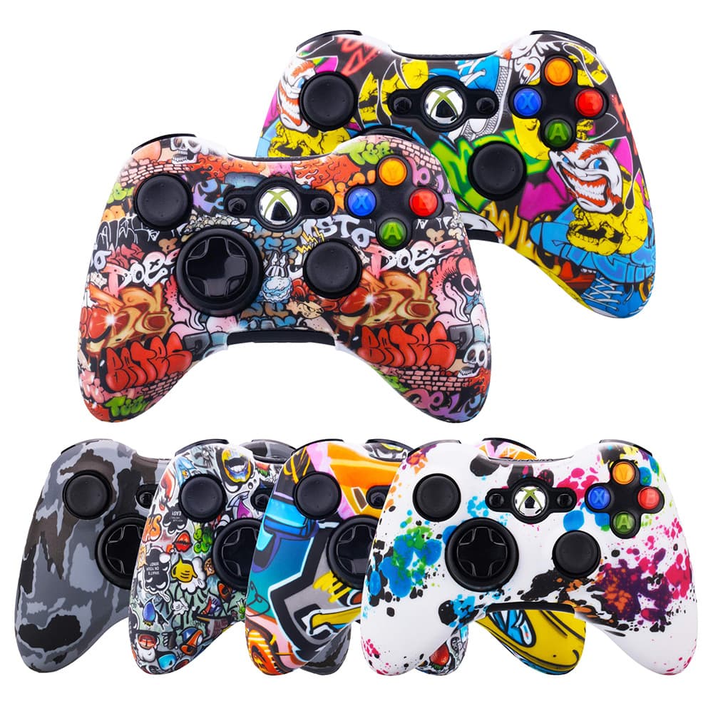 Suitable for Xbox360 Silicone Case, 360 Controller Protective Cover, Game Console Soft Rubber Case, Water Transfer Printing Protective Shell OEM