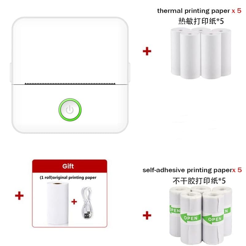 Amazon Hot Sale Portable Mini Printer Wireless Connectable to Phone Bluetooth Small Home Photo Printer