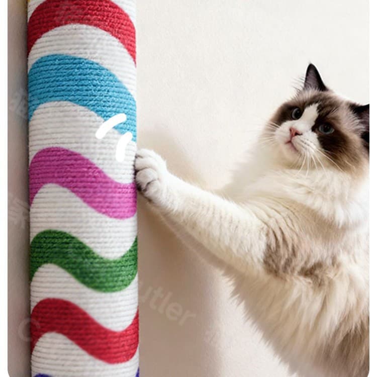 No-drill Cat Scratching Post Climbing Pole Cat Tree Self-adhesive Wall-mounted Cat Climbing Post Jump Platform