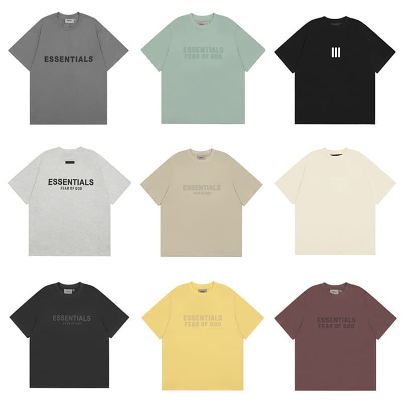 FOG ESSENTIALS 3D Silicone Letter Print American Style Short Sleeve Summer Couple T-Shirt Men's Half Sleeve Streetwear Brand
