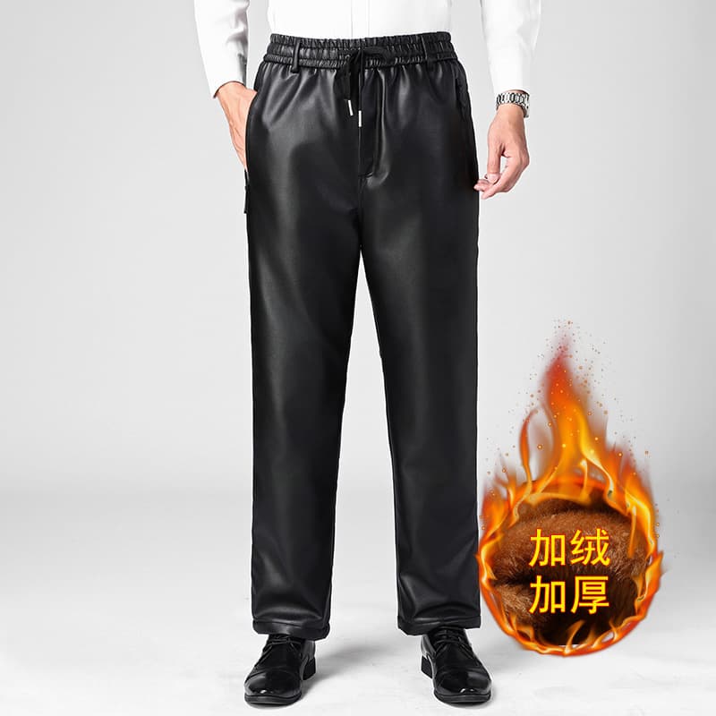 Men's Winter Fleece-Lined Thickened Delivery Riding Waterproof Casual Pants, Warm Loose Cotton Pants Cold-Proof