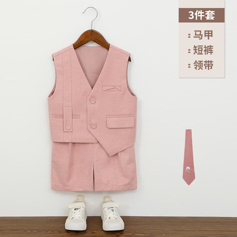 Boys' Gentleman Vest Suit Set, Flower Boy Wedding Outfit, Baby First Birthday Suit, Host Children's Day Performance Costume