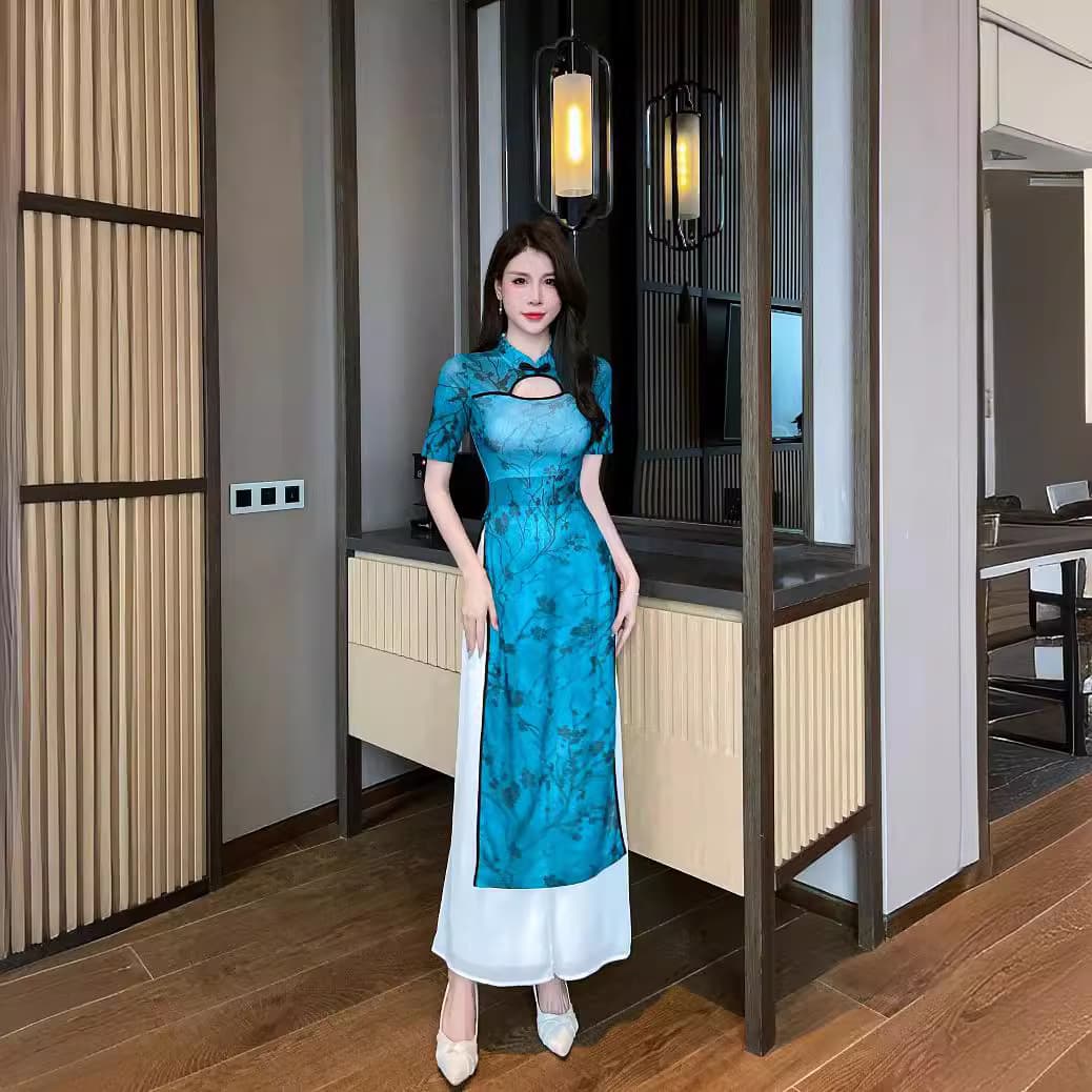 New Nightclub Style Chinese Modified Cheongsam Elegant Slimming Sexy Long Dress Center Technician Dress Women's Clothing 739