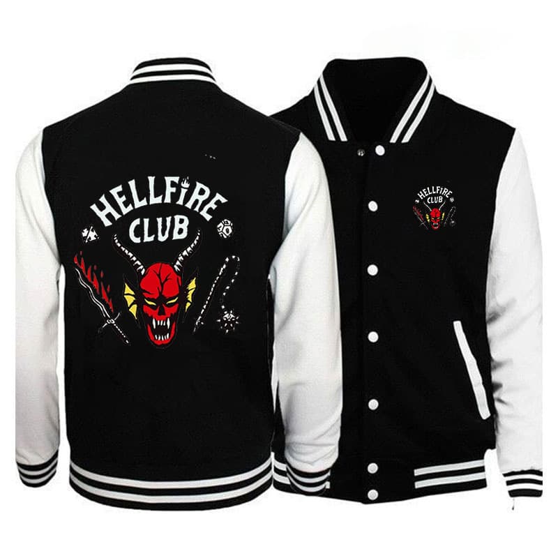 Cross-border Hot Selling Stranger Things Printed Baseball Uniform Casual Loose Trendy Cardigan Jacket