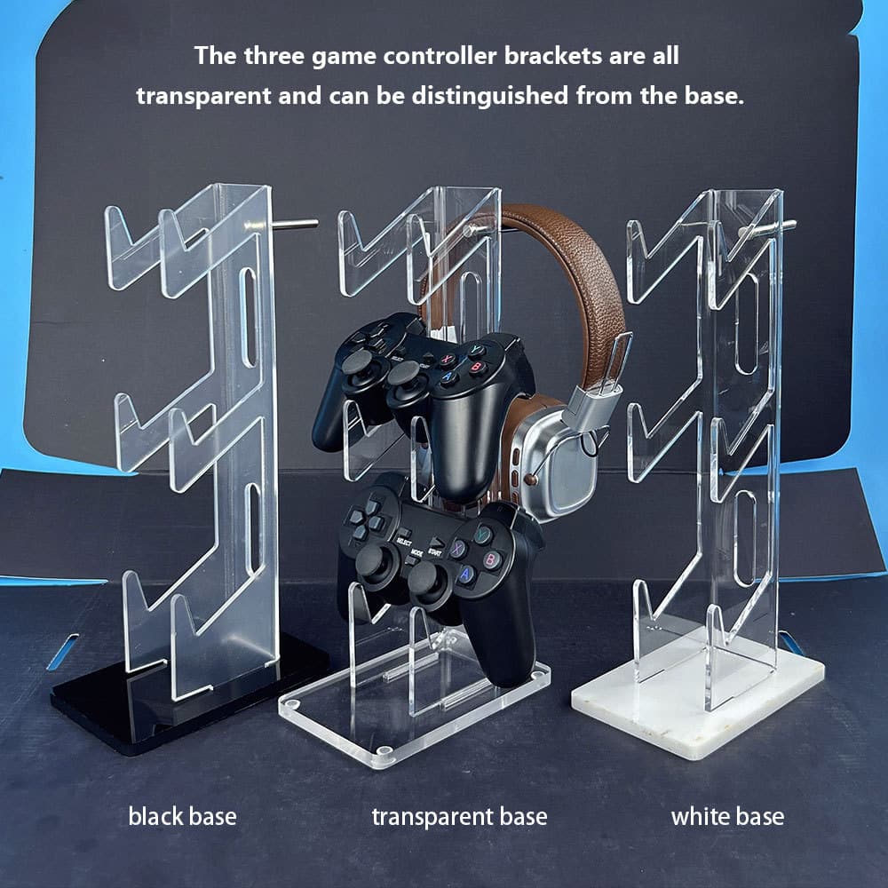 Acrylic Display Stand 3-Tier Game Controller Holder Headphone Hanger PS4 PS5 Controller Storage High Transparency