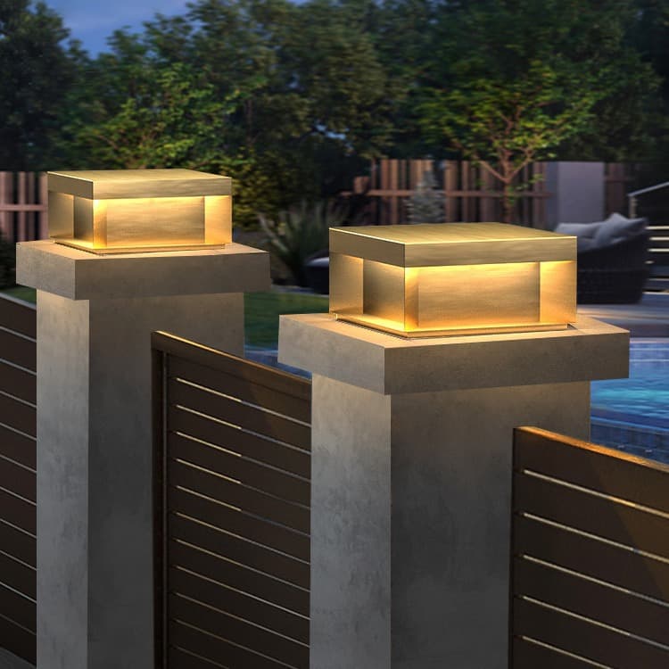 Full Copper Pillar Lamp Solar Outdoor Lamp Villa Door Pillar Lamp Waterproof Courtyard Wall Lamp Door Pillar Lamp