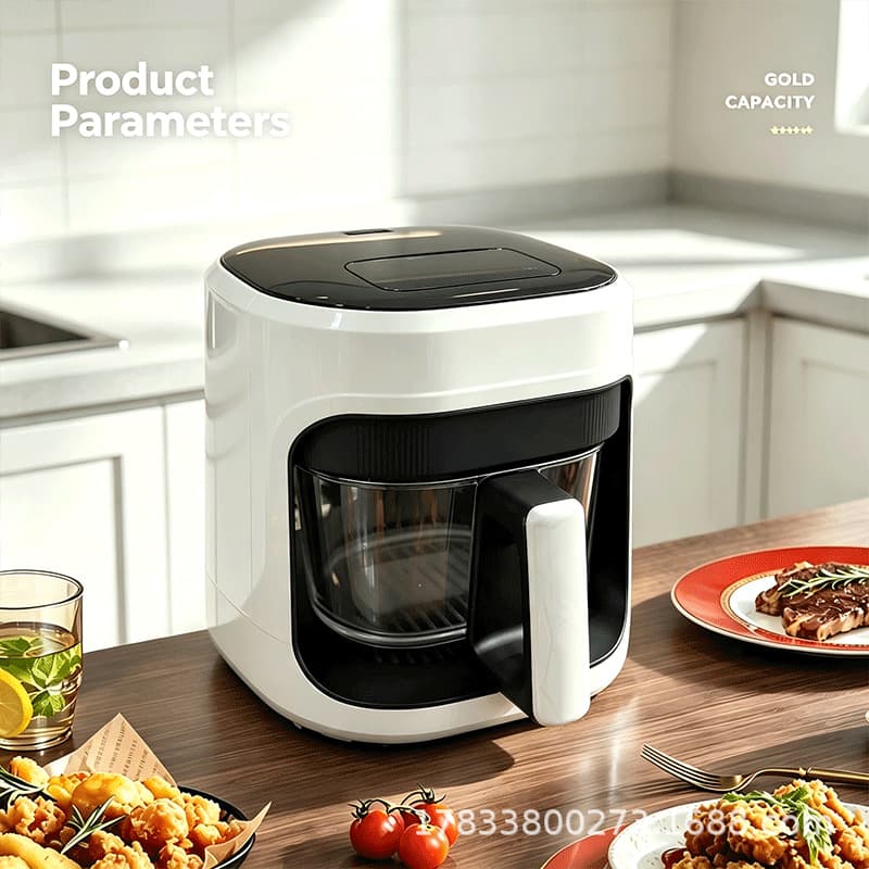 Airfryer 8L Large Capacity Visible Glass Inner Pot Touch Control Air Fryer Multi-function Oven French Fries Machine, Customizable