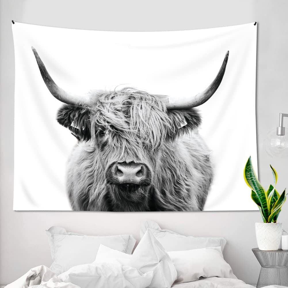 Highland Cow Tapestry Fun Western Wall Art for Bedroom Dorm Living Room