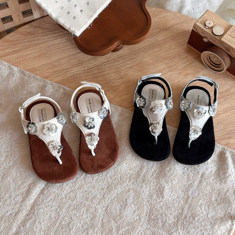 Girls' Herringbone Sandals 2026 Summer New Retro Roman Sandals Little Girls Korean Simple Sandals