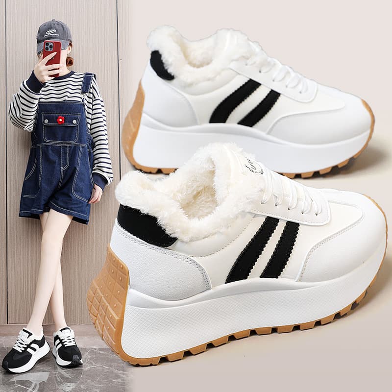 Zy2028-1 Cotton Shoes for Women 2026 Autumn and Winter New Style Women's Shoes Autumn and Winter Thick-Soled White Sneakers