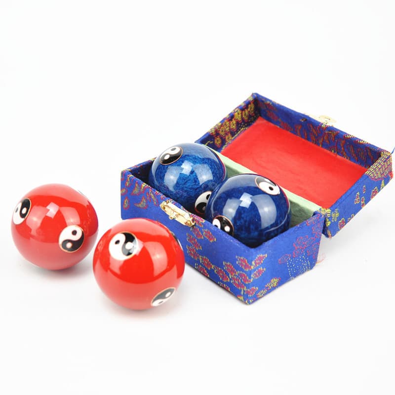 Cloisonné Health Bells with Sound Reed, Pure Handmade Wire-Inlaid Imitation Blue Soft Enamel, Gift for Elders, Wholesale
