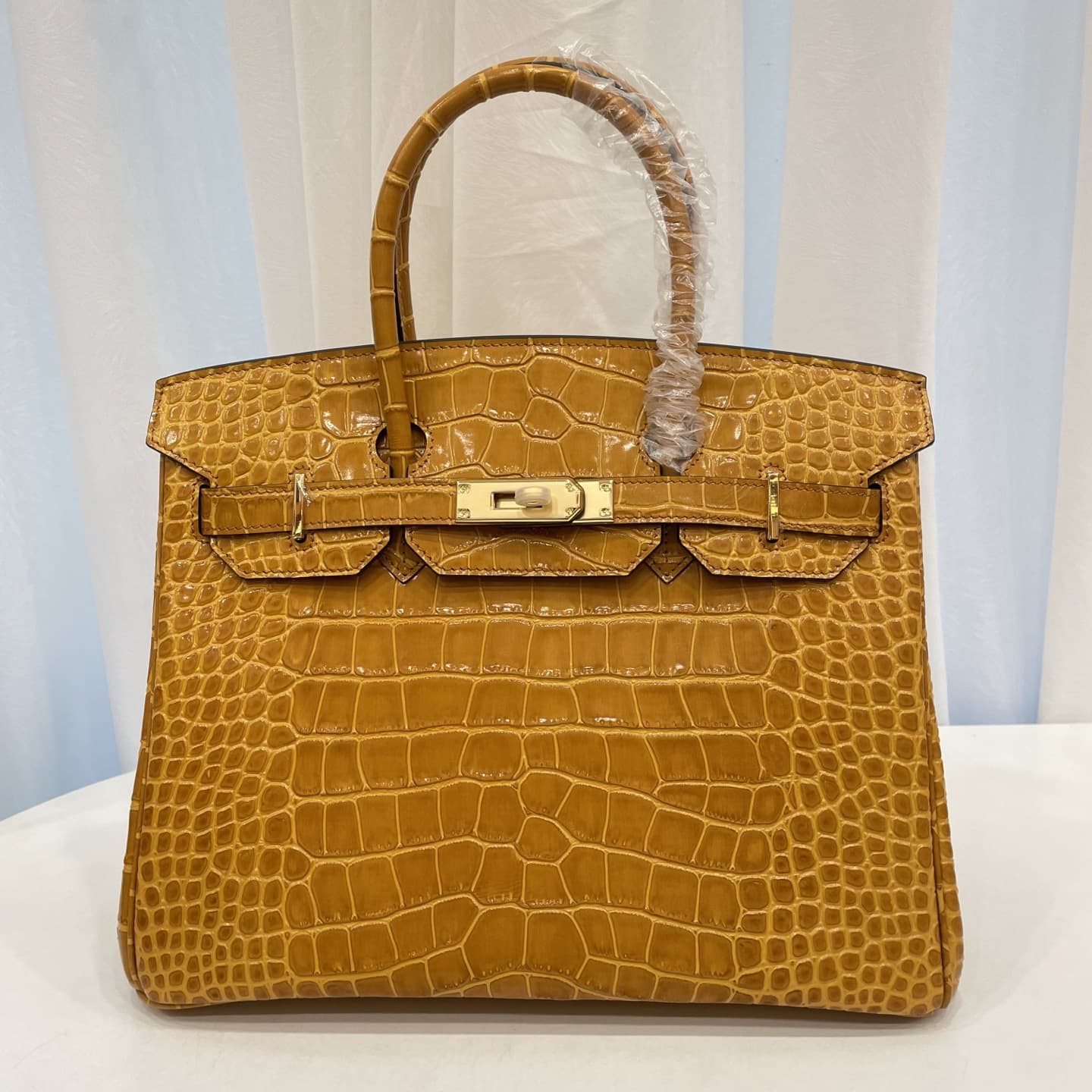 H Brand Crocodile Pattern Top-Grain Cowhide Classic Platinum Bag 25-30 Full Detail Matching Large Capacity Lock Versatile Women's Bag