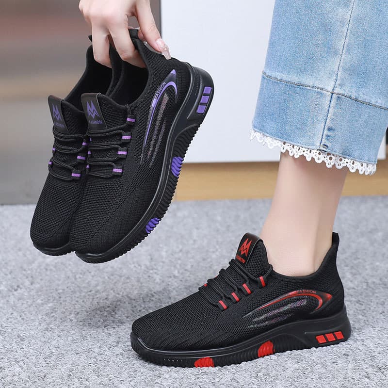 New Old Beijing Flyknit Sports Walking Shoes for Women, Soft Sole, Non-slip, Kitchen Work Shoes, Mother Shoes, Lightweight Casual Shoes