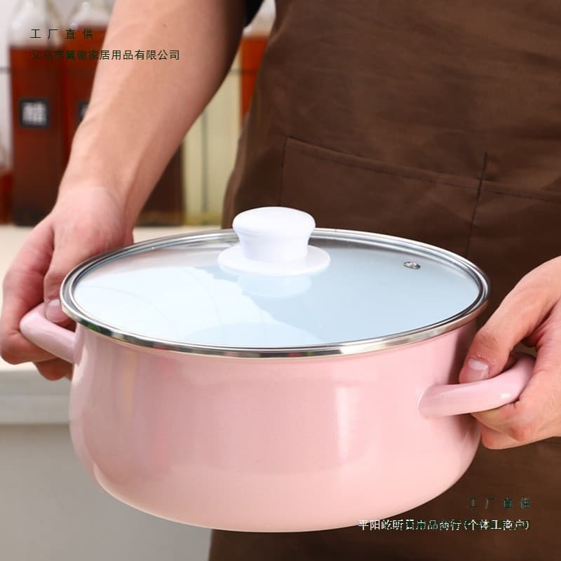 Enamel Cast Iron Pot, Enamel Stew Pot, Soup Pot for Cooking Snail Noodles, Enamel Hot Pot, Induction Cooker and Gas Stove Soup Pot