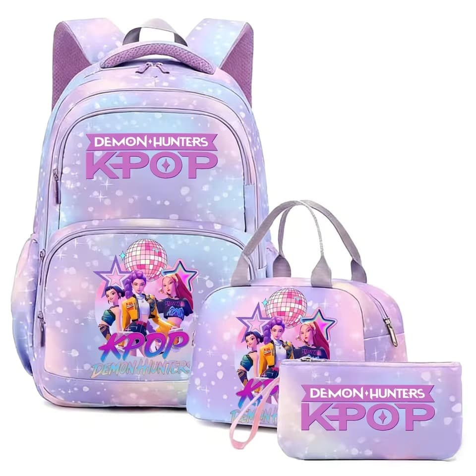 KPop Demon Hunter Backpack Large Capacity Student Backpack for Teens with Lunch Bag, Girls Backpack