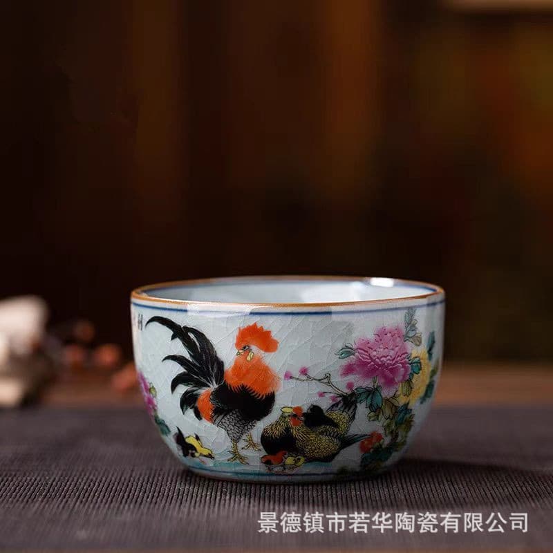 Jingdezhen Pastel Good Luck Cup Old Pottery Clay Opening Master Cup Tea Cup Ceramic Rooster Cup Wholesale