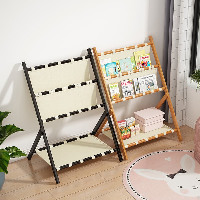 Foldable Fabric Bookshelf Children's Picture Book Stand Multifunctional Magazine Storage Rack Household Floor Bookcase Customizable
