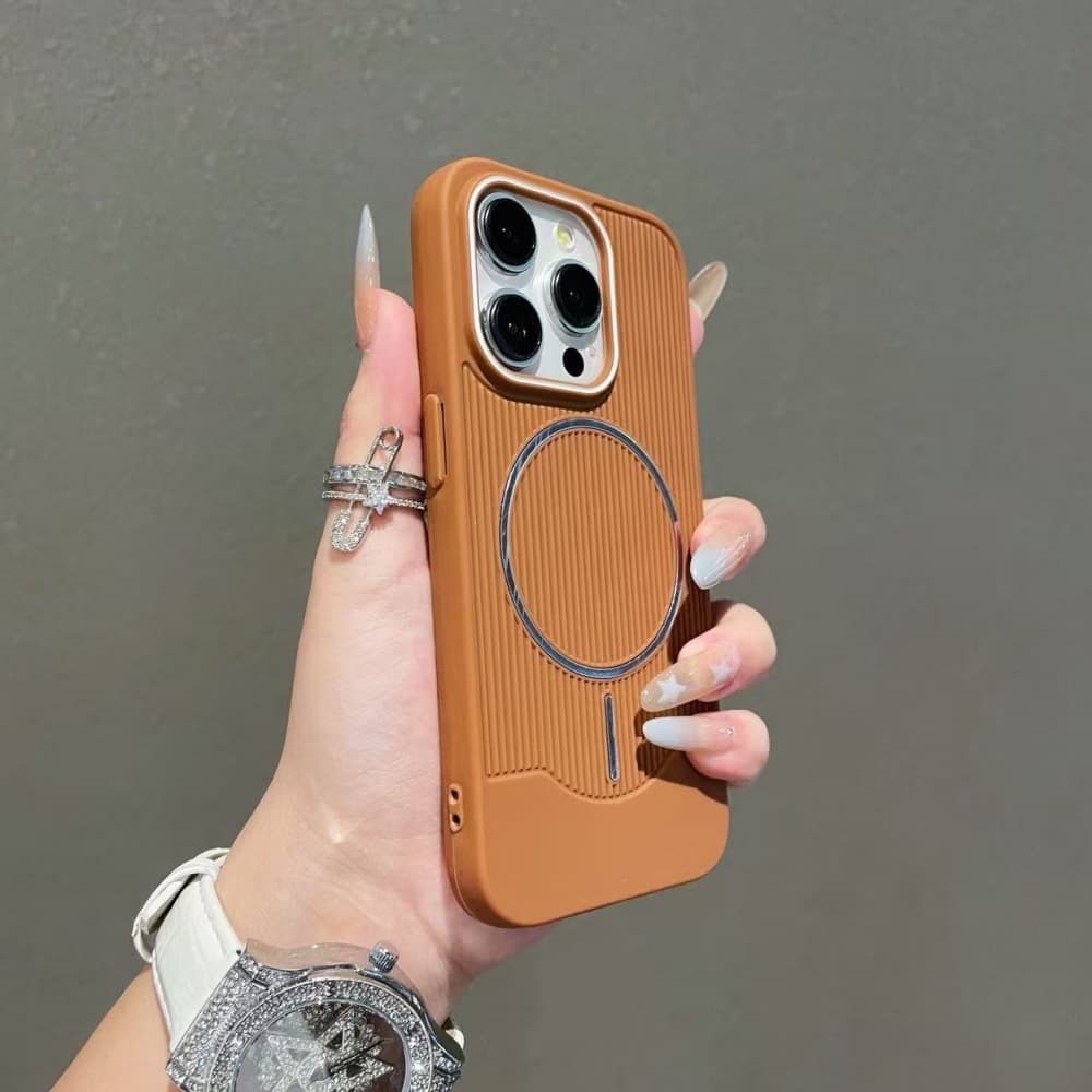 Compatible with iPhone 17 Pro Max Magnetic Phone Case Corrugated Vertical Texture Apple 16 Shockproof 15 Color Contrast Protective Cover 14