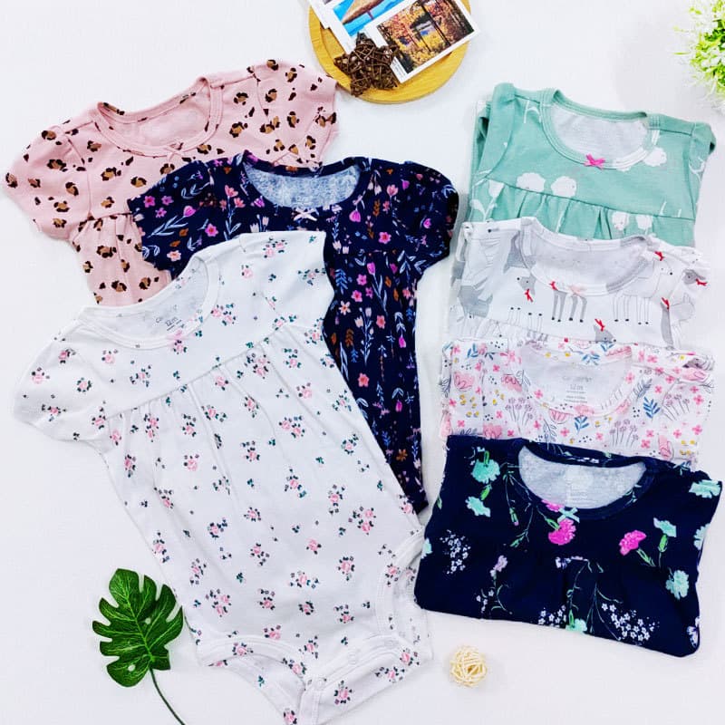 New baby short-sleeved sheath women's Korean-style bubble sleeve triangle romper newborn cotton summer jumpsuit