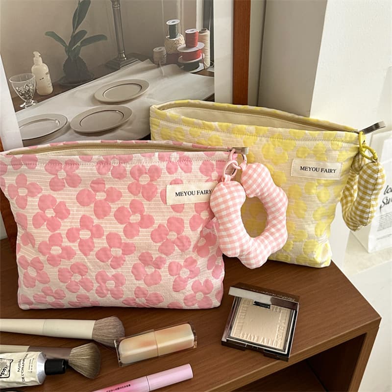 High-Aesthetic Floral Cosmetic Bag, Large-Capacity Travel Toiletry Organizer, Portable Makeup Pouch