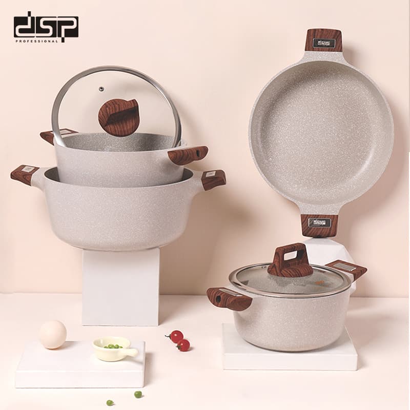 DSP Dan Song Non-Stick Pot Set Quartet Modern Simplicity Aluminum Material for Gas And Induction Cooktops Home Use