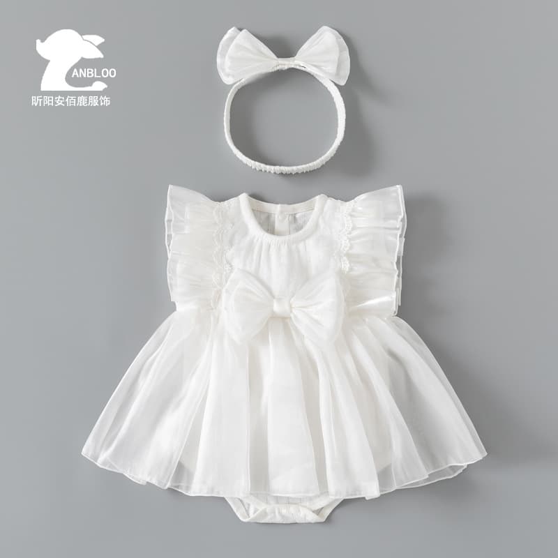 Summer Princess Baby Girl Romper Cotton Wrap Bottom Skirt Newborn Three-Months Celebration Clothes Breathable Comfortable Cotton Onesie