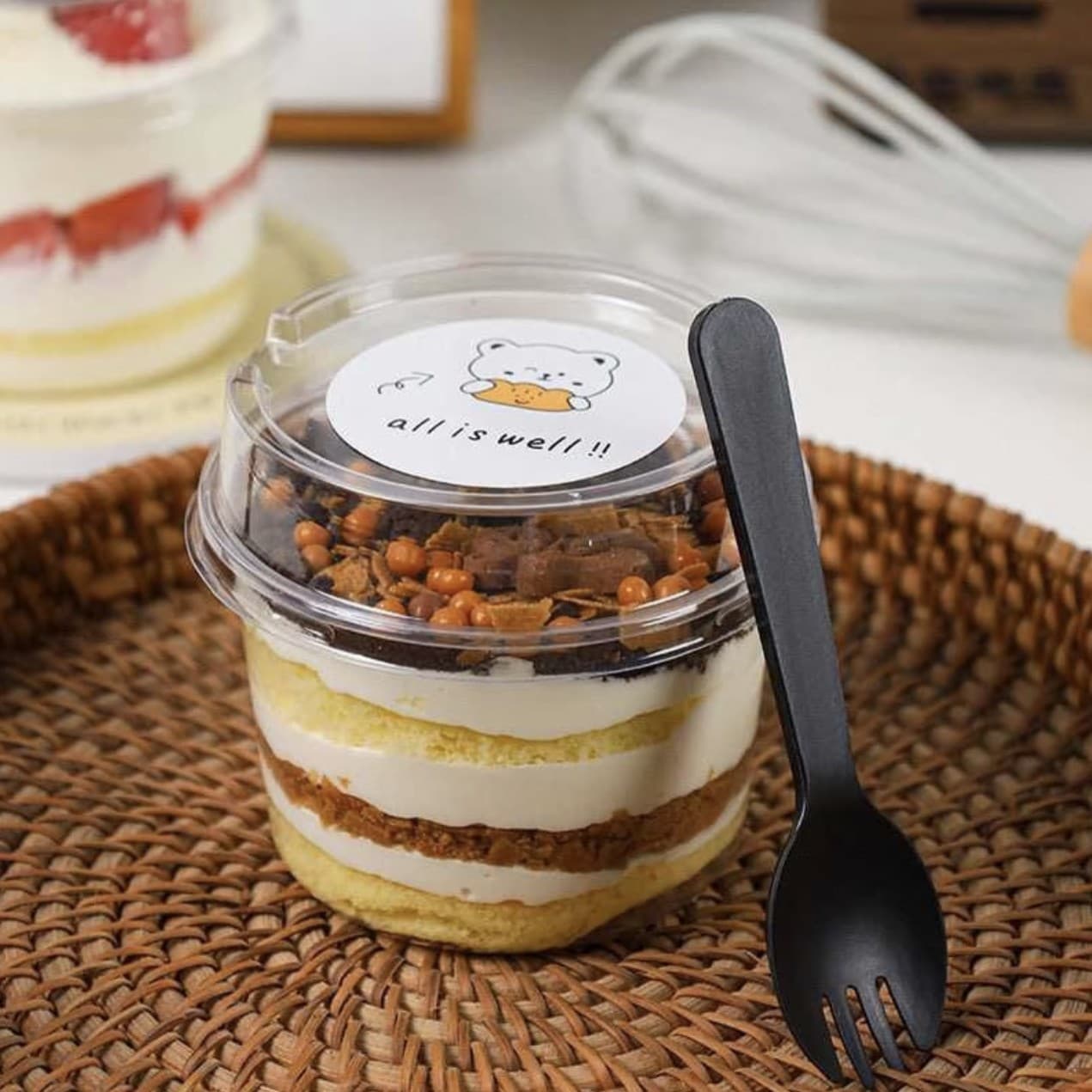Chocolate Mousse Cake High Lid Mille Crepe Fruit Soy Milk Wood Shaving Cake Baking Pudding Cup Disposable Packaging Box