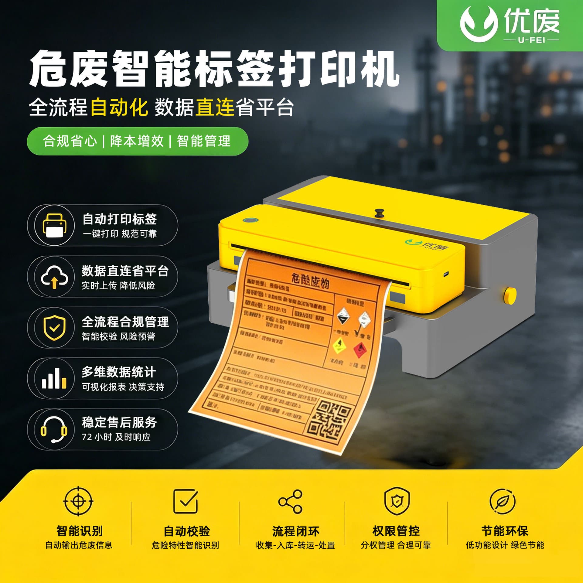 Hazardous Waste Label Printer, One-Code Solution for Intelligent Hazardous Waste Management Printer, 5-in-1 System-Specific Printer