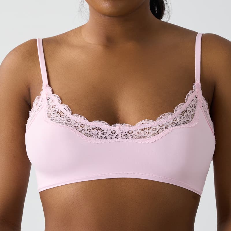 Lace Scoop Bralette U-shaped lace high-elasticity French bra, wire-free and non-gap-cup underwear